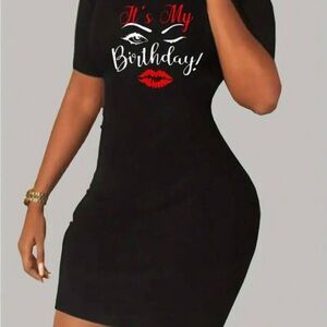 SHEIN Black Bodycon Mini Dress with Red Graphics